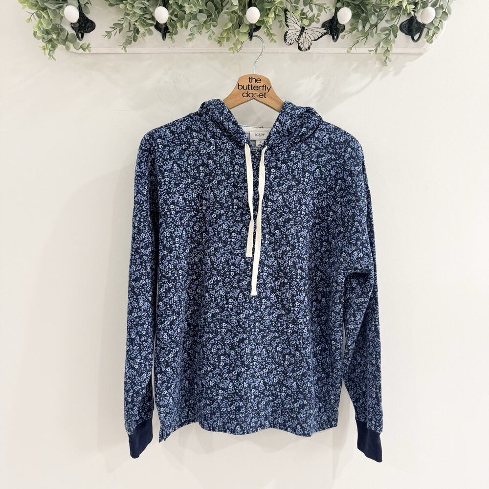 J Crew new Printed Cotton-Blend Terry Hoodie Size Small U307